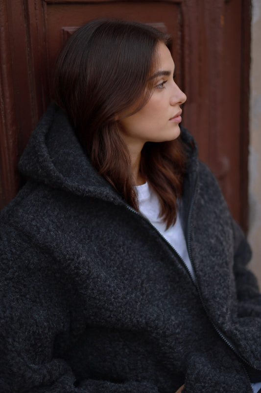 ALVA – Merino Wolljacke Schwarz