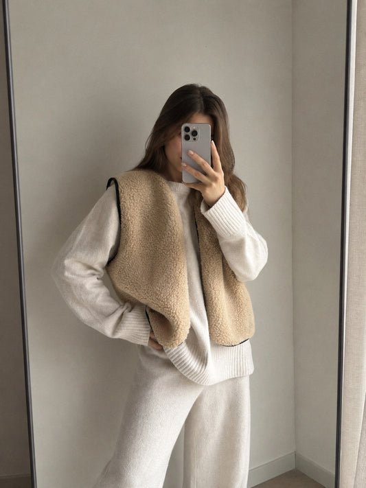 RAW Merino Wollweste Beige