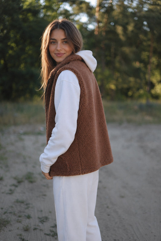 LINO – Merino Wollweste Braun