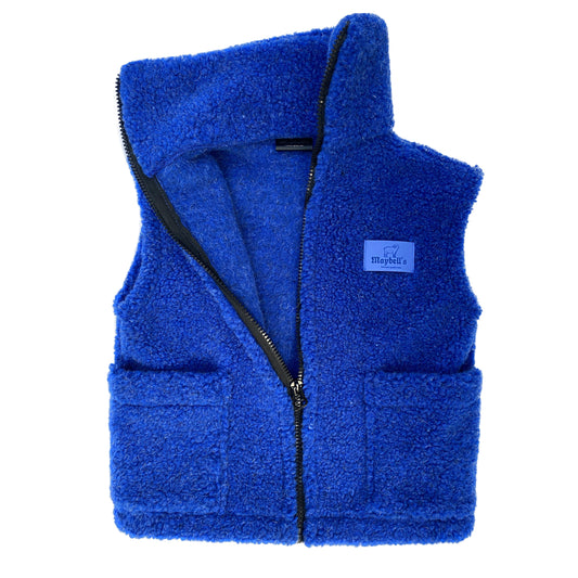 Kinder Wollweste aus 100 % Schurwolle – Blau – Größe 98/104 | Maybell's Outlet