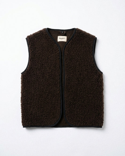 RAW Vest Choco Brown — Czekoladowa Kamizelka Teddy z Wełny Merino