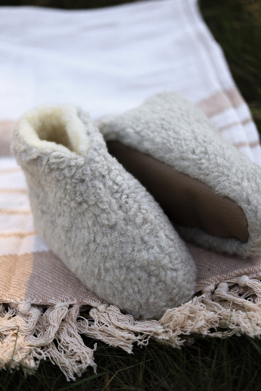 Merino Hausschuhe | 100% Schafwolle | Hellgrau