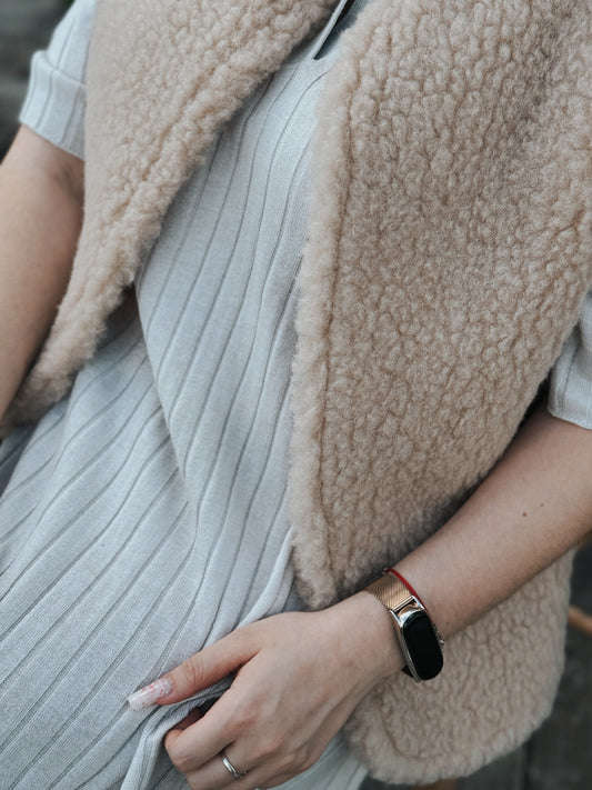 LINE Vest – Beige Merino Wool