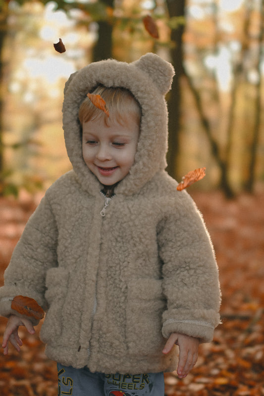 Kurtka dziecięca z uszkami z wełny Teddy