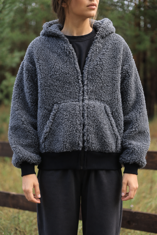 SHERPA – Women's Merino Wool Teddy Jacket – Grey
