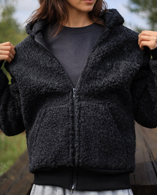 SHERPA – Women's Merino Wool Teddy Jacket – Black