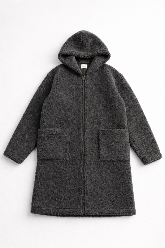 Long Wool Jacket — Black Melange