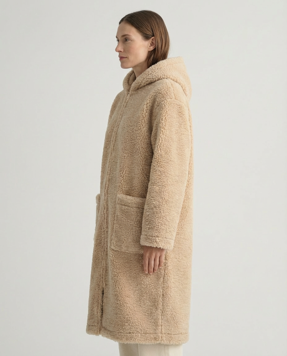 Langer Merino Wollmantel – Beige