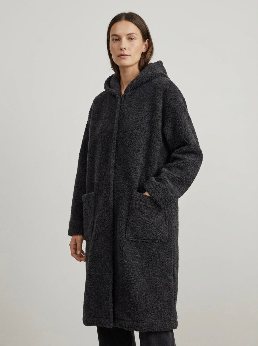 Long Wool Jacket - Black Melange