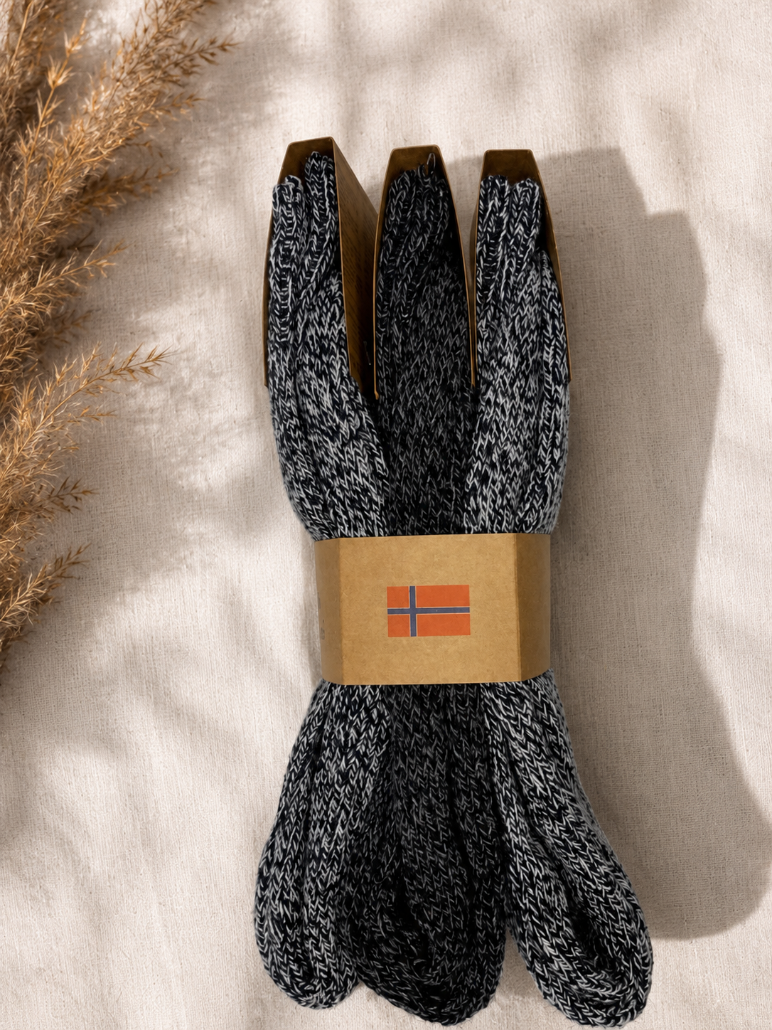 Norweger Thermosocken aus 80% Wolle Anthrazit Meliert | Warme Wollsocken für Damen & Herren im praktischen 3er-Set