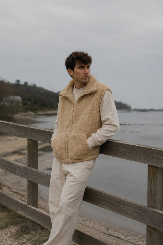 LINO – Herren Merino Wollweste Beige