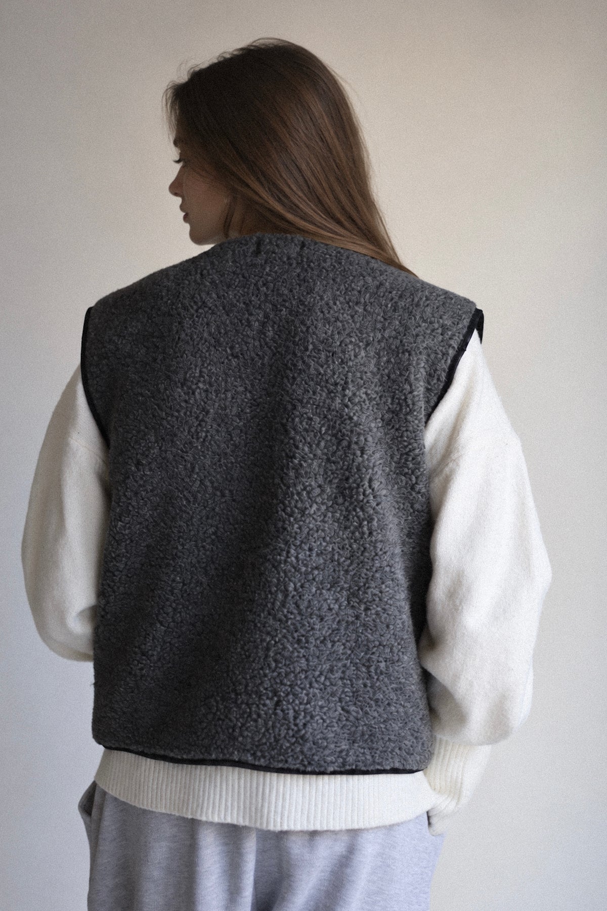 RAW Merino Wollweste Grau