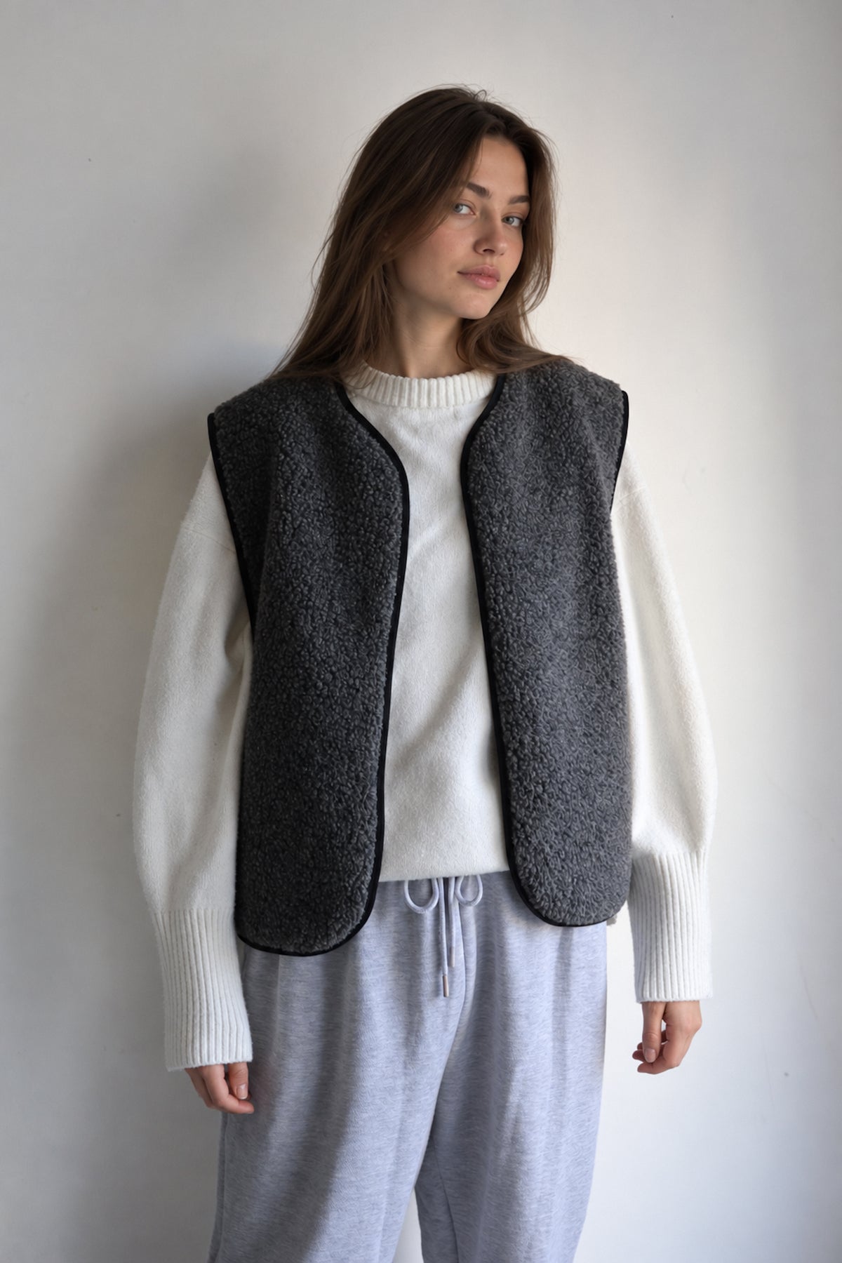 RAW Merino Wollweste Grau