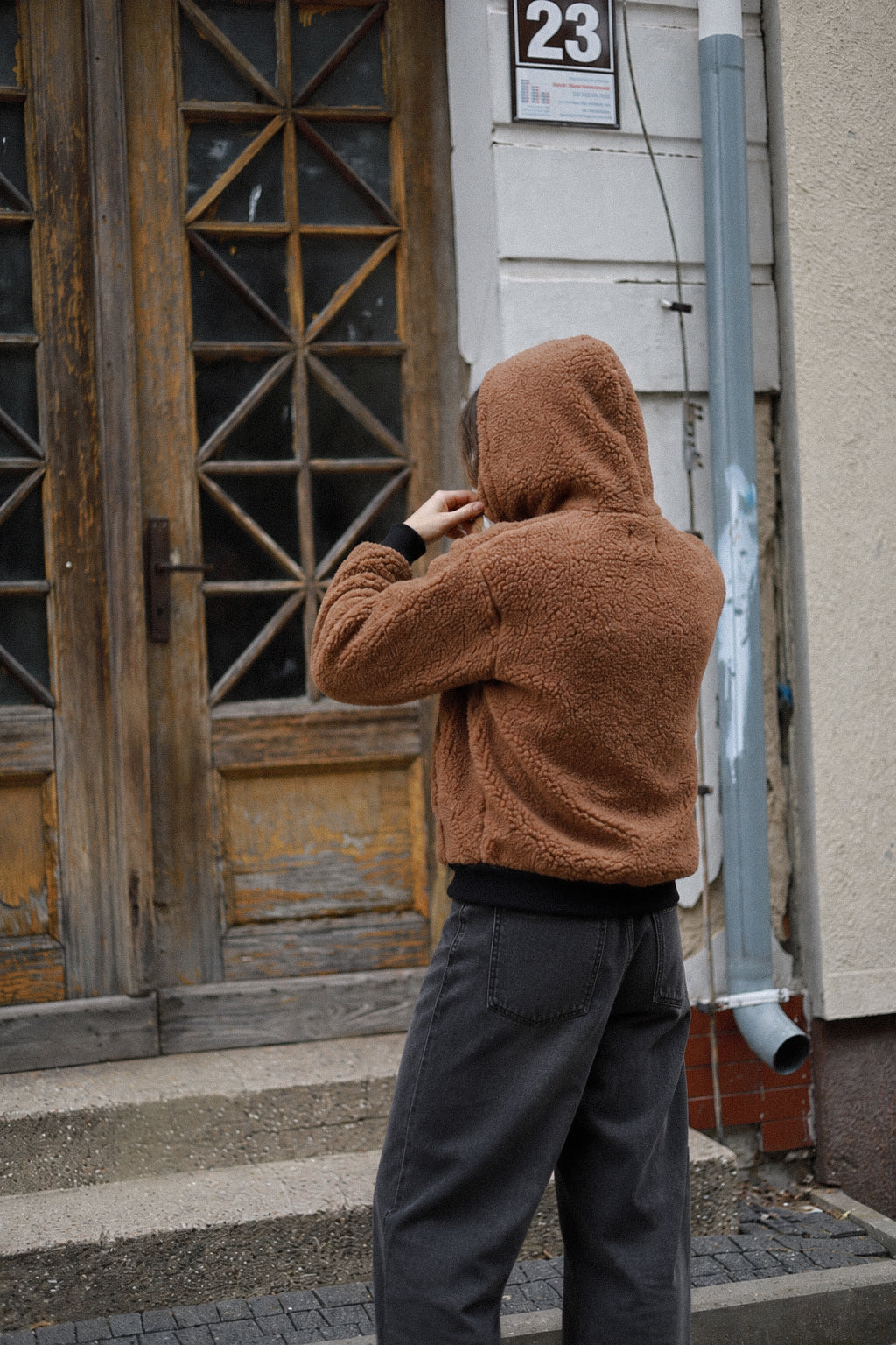 Long Wool Jacket - Brown 
