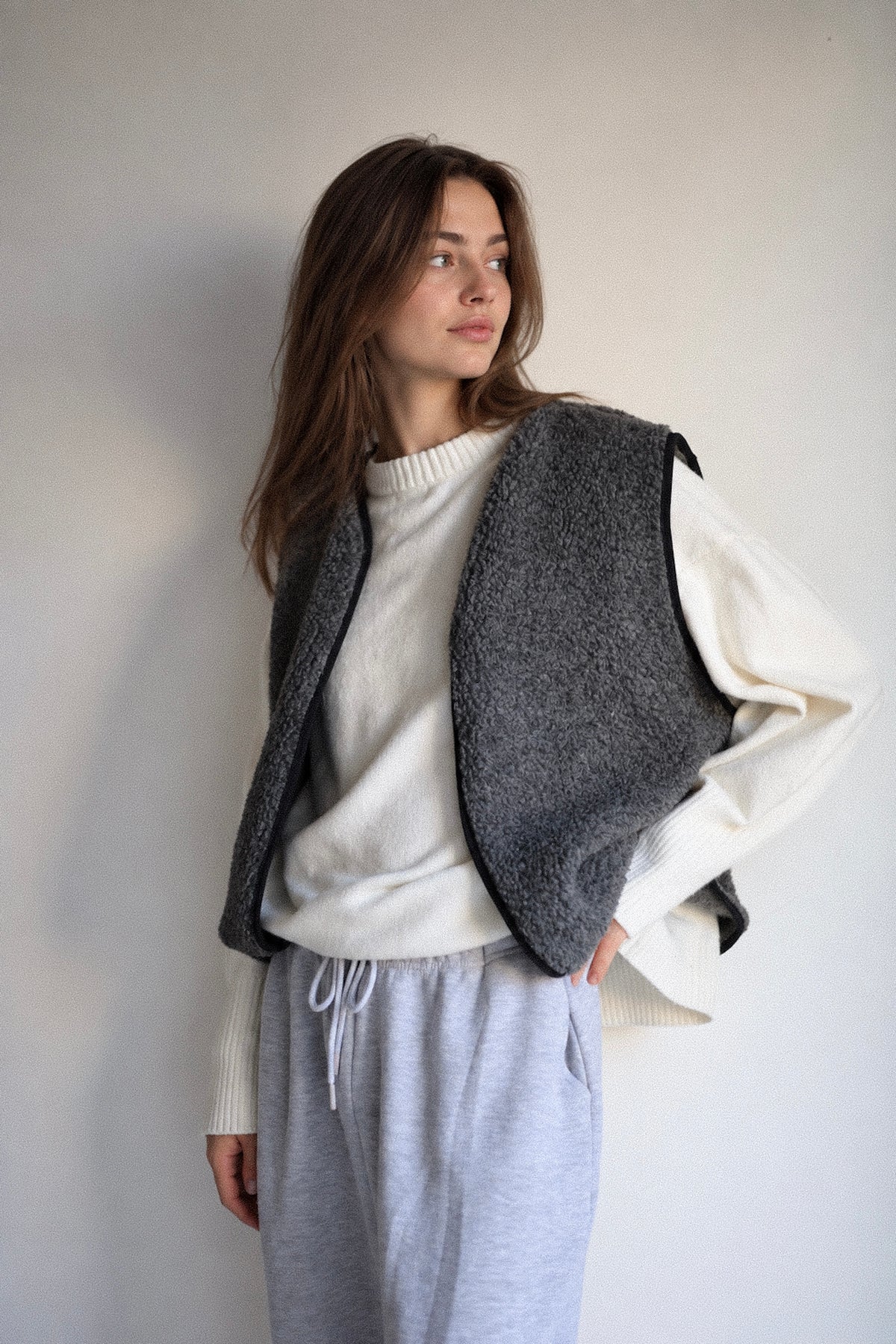 RAW Merino Wollweste Grau