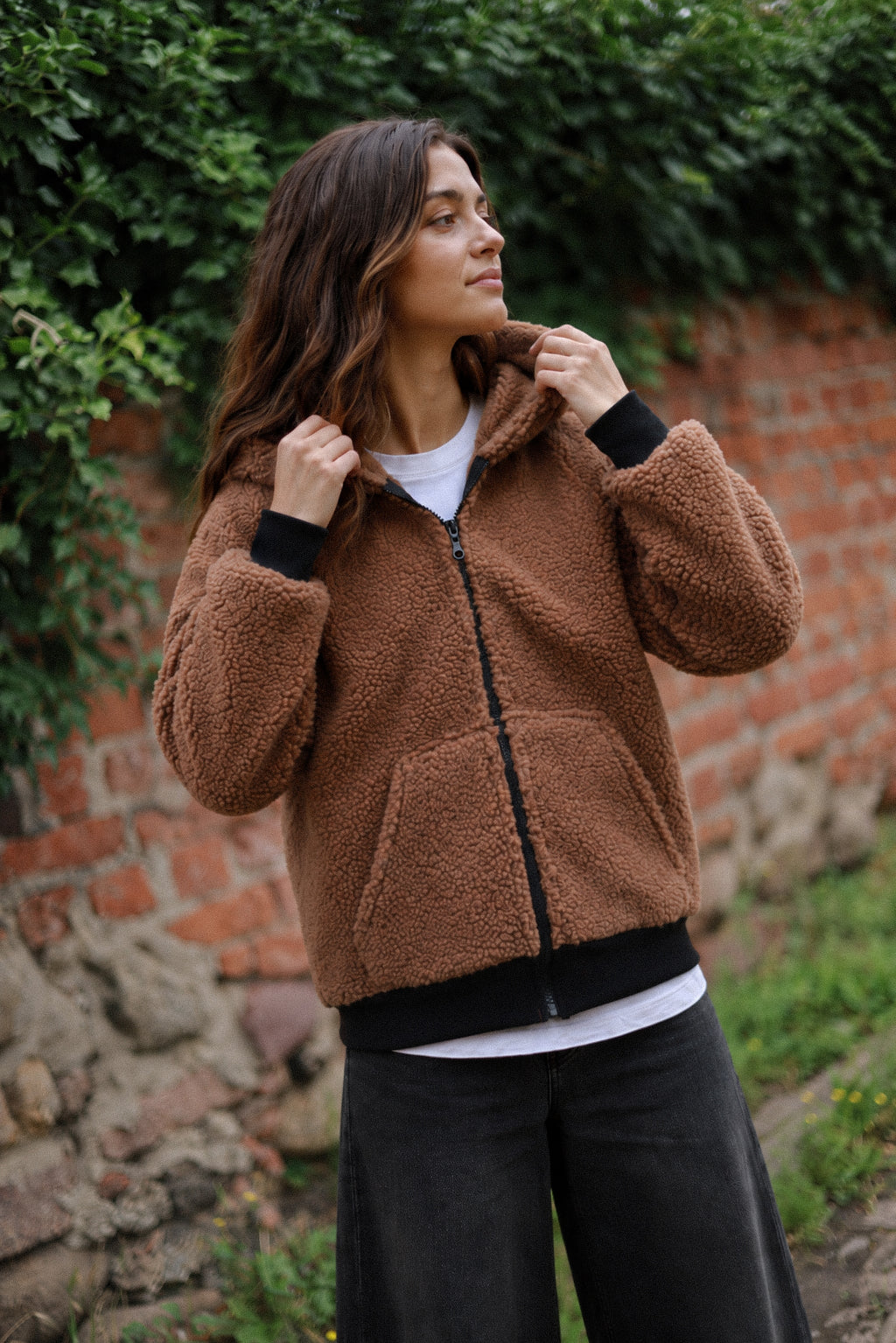 Long Wool Jacket - Brown 
