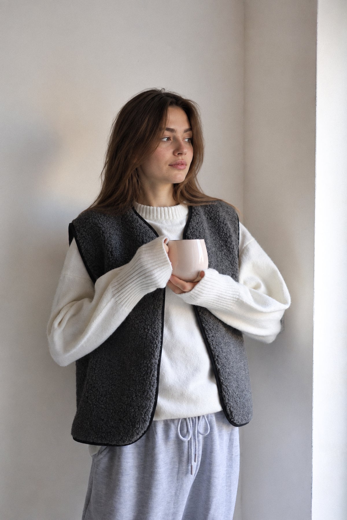 RAW Merino Wollweste Grau