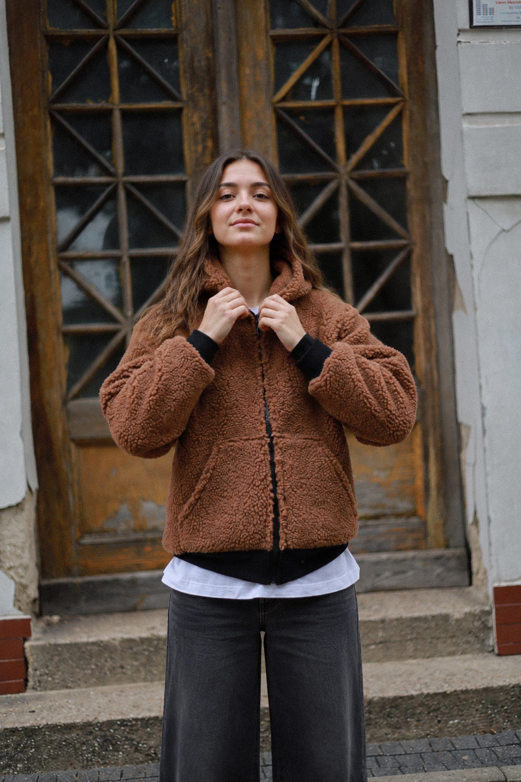 Long Wool Jacket - Brown 