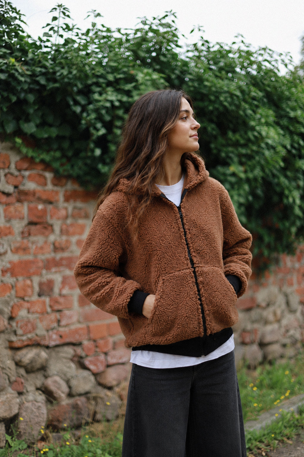 Long Wool Jacket - Brown 
