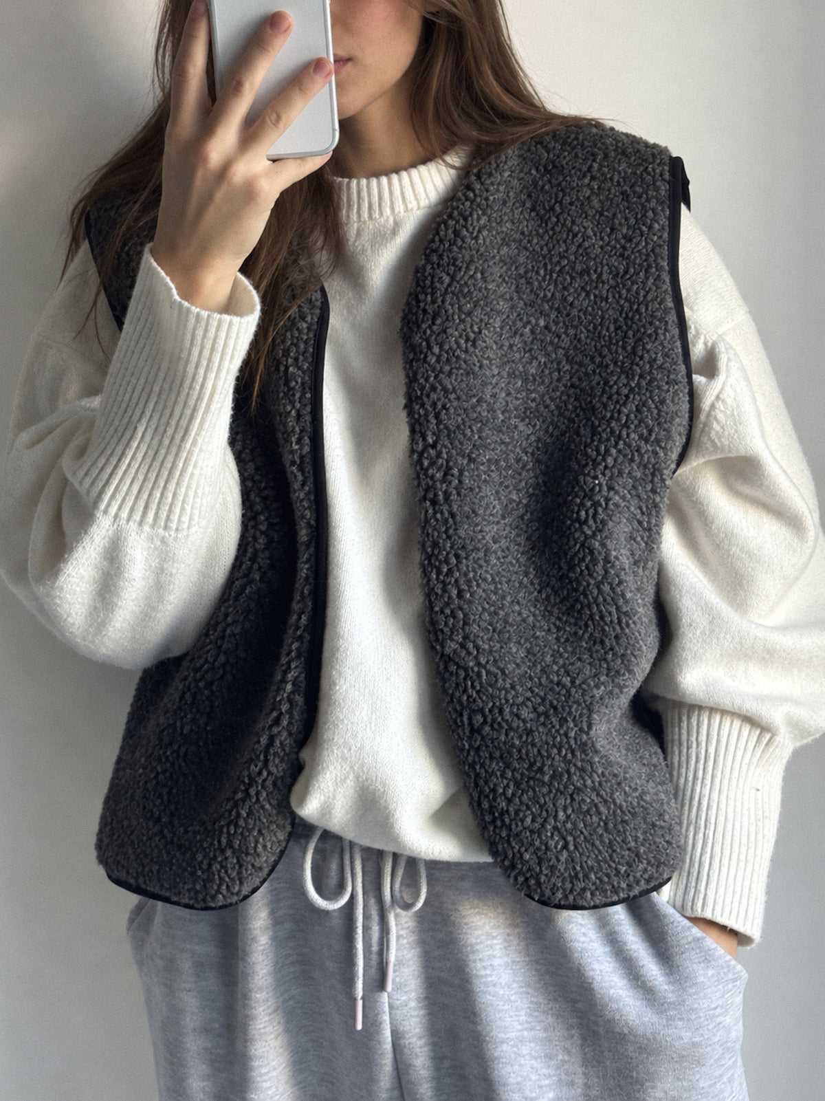 RAW Merino Wollweste Grau