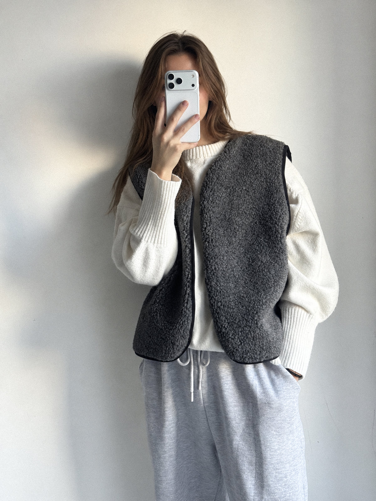 RAW Merino Wollweste Grau