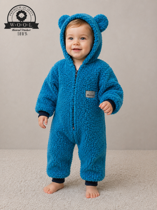 Kinder Overall aus 100% Wolle mit Bärenohren – Größe 86/92 – Maybell's Outlet