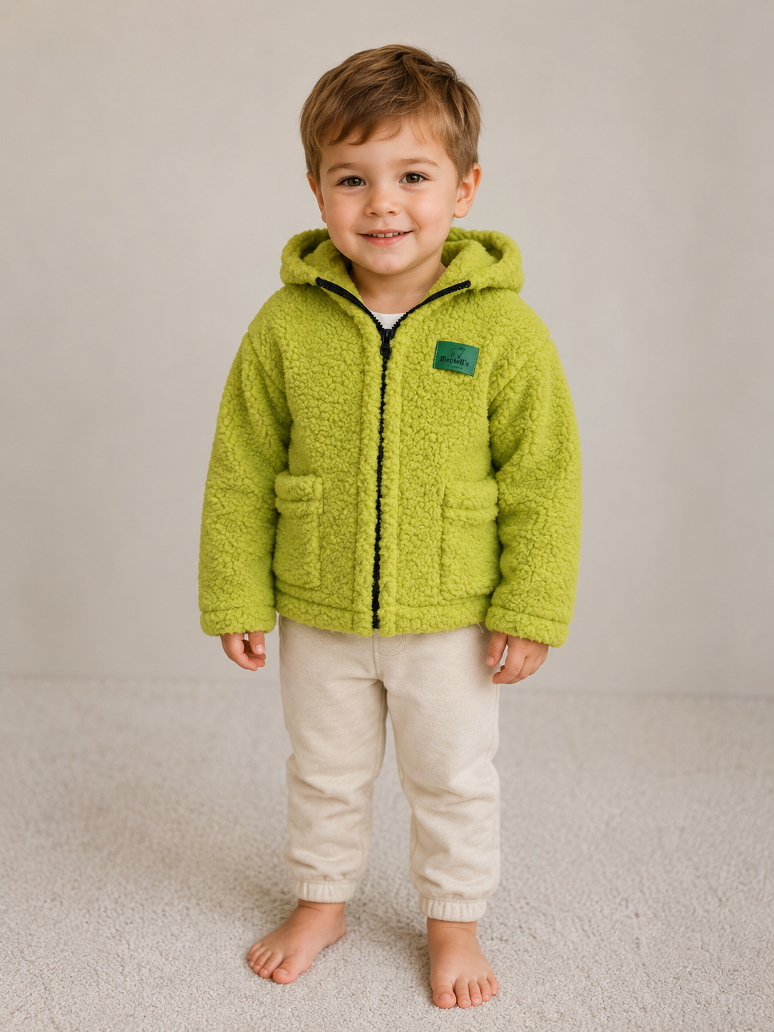 Kinder Wolljacke mit Bärenohren – 100% Wolle – Größe ca. 104/110 – Maybell's Outlet