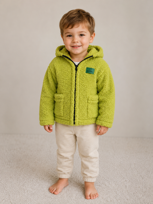 Kinder Wolljacke mit Bärenohren – 100% Wolle – Größe ca. 104/110 – Maybell's Outlet