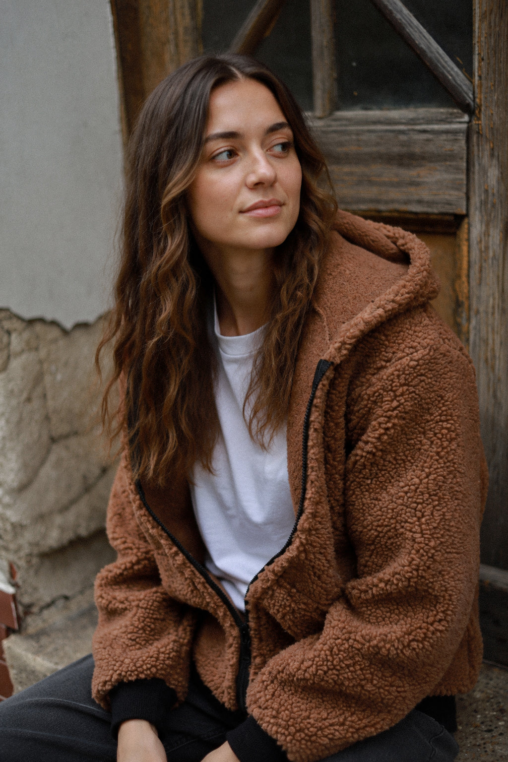 Long Wool Jacket - Brown 