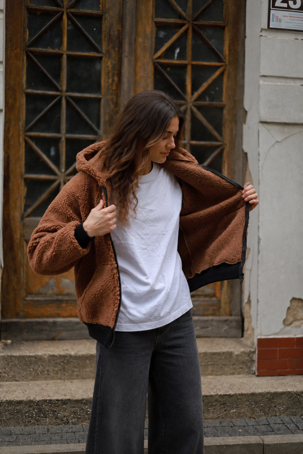 Long Wool Jacket - Brown 