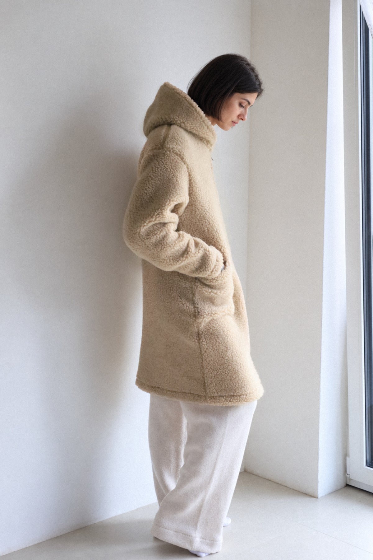 Long Merino Wool Coat – Beige