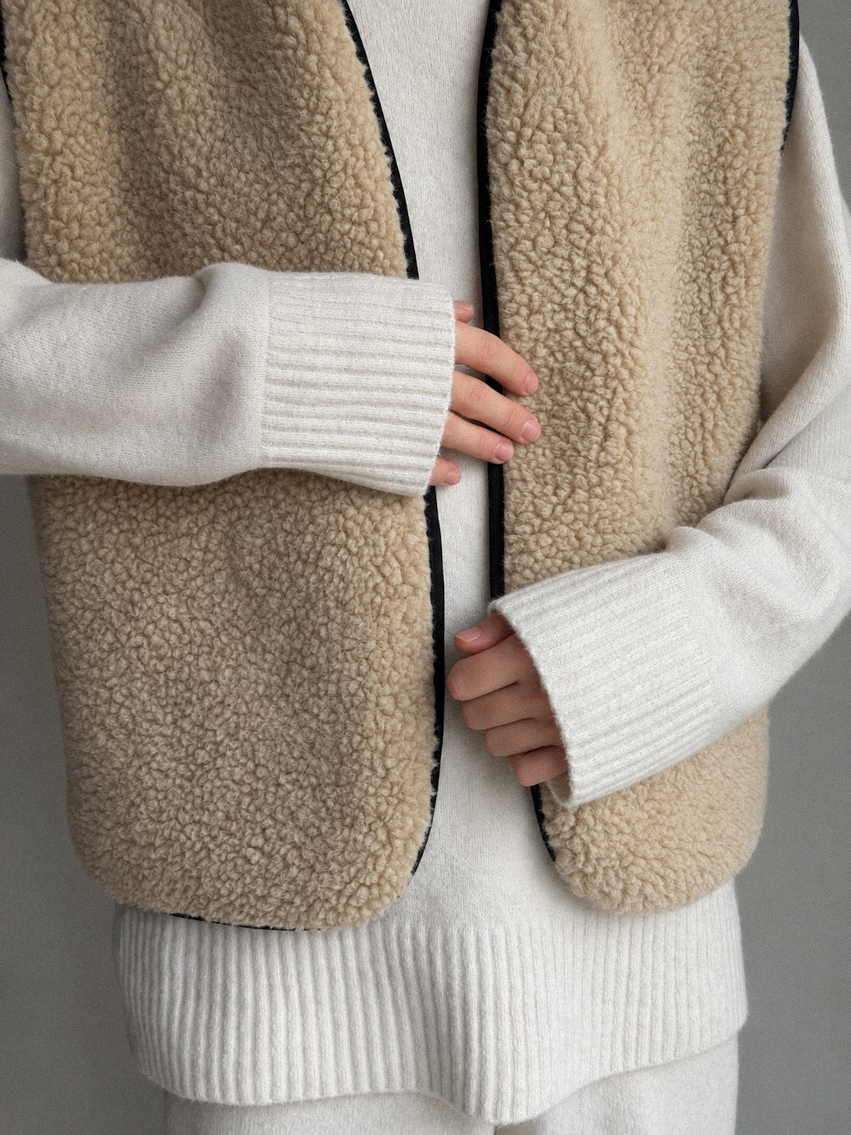 RAW Merino Wollweste Beige