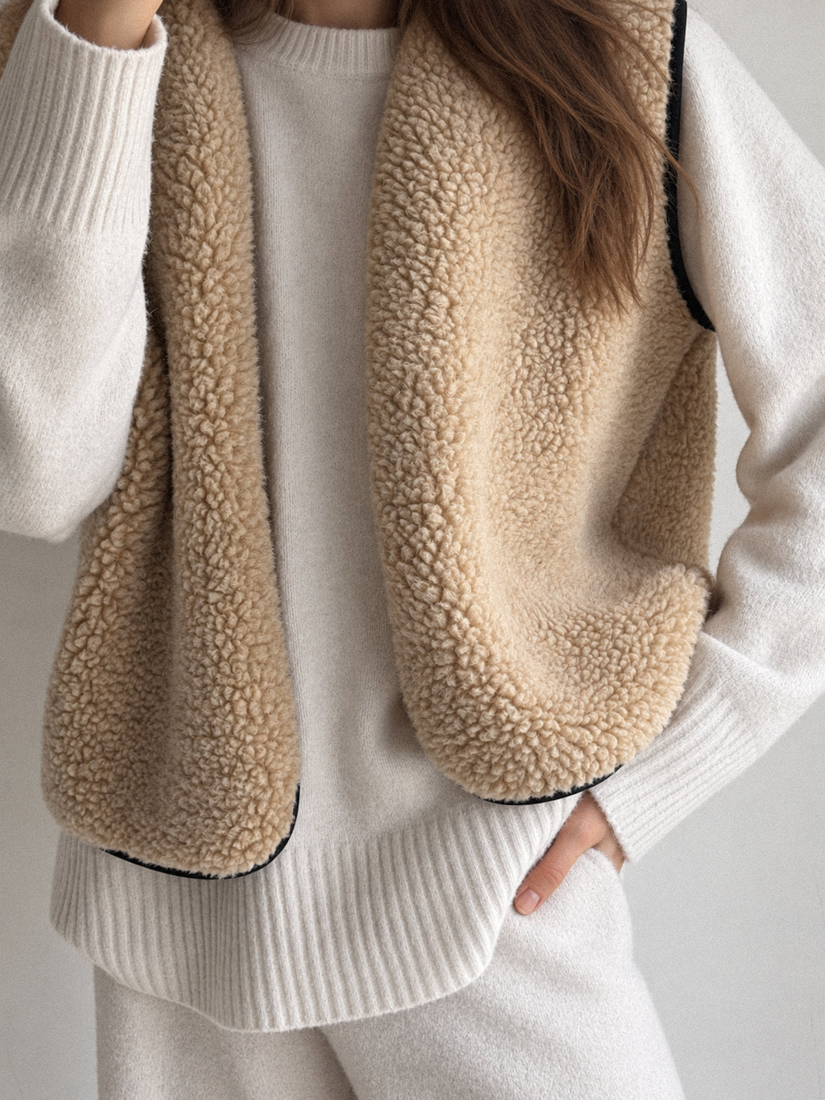 RAW Merino Wollweste Beige