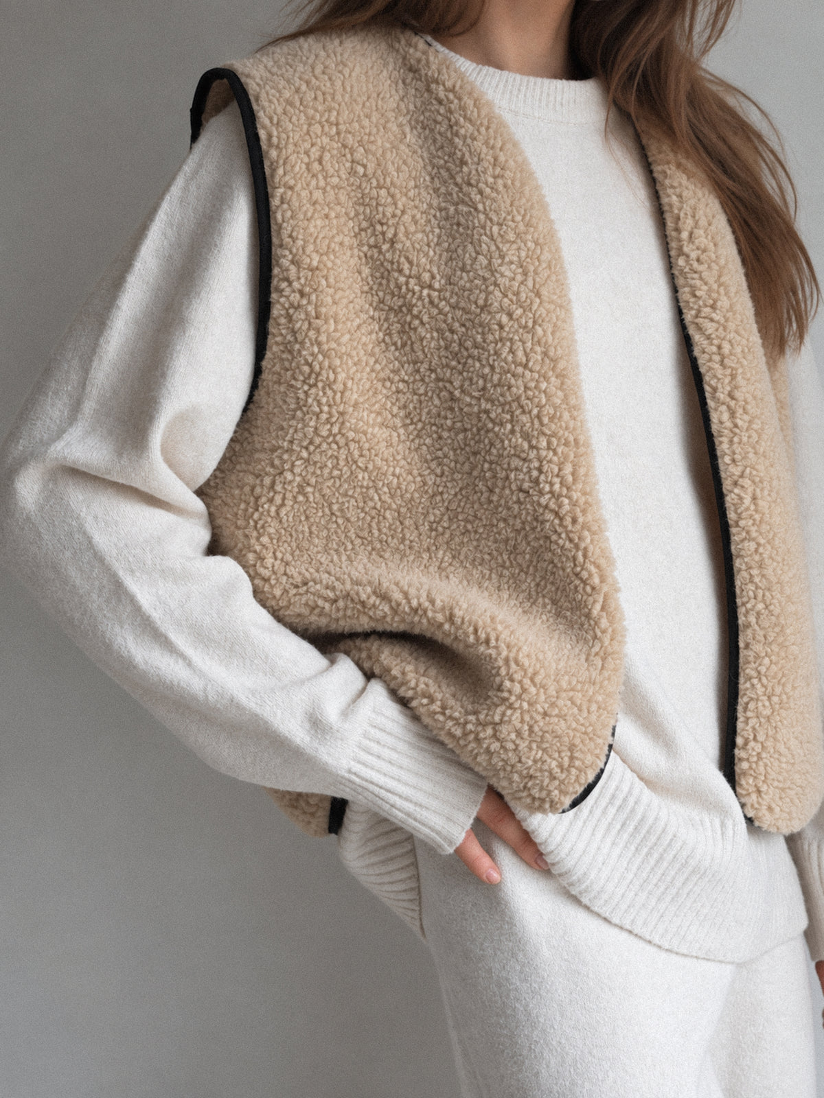 RAW Merino Wollweste Beige