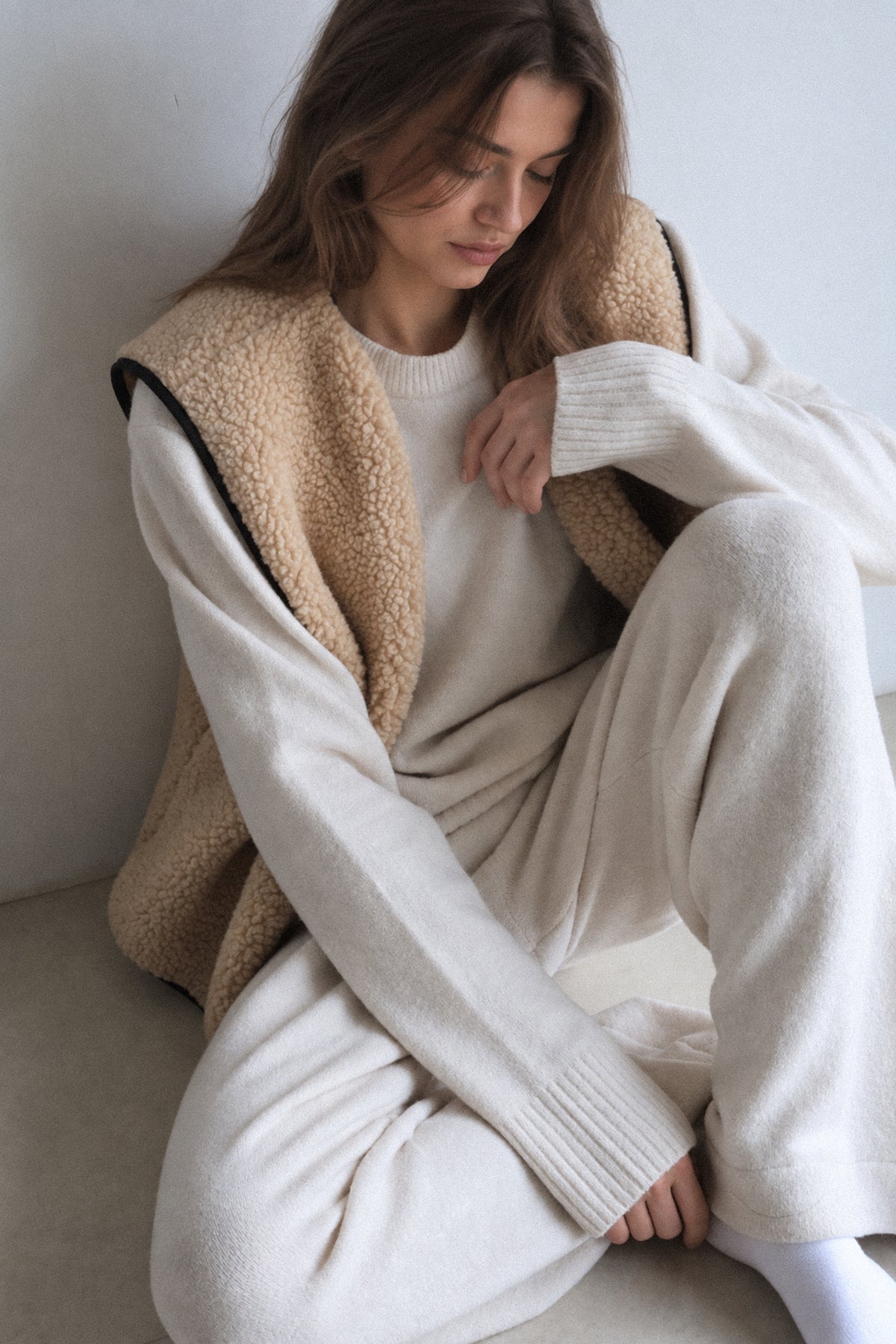 RAW Merino Wollweste Beige