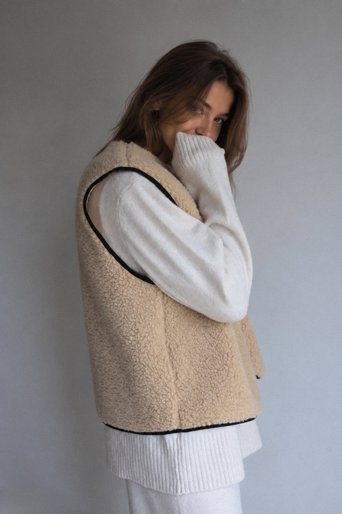 RAW Merino Wollweste Beige