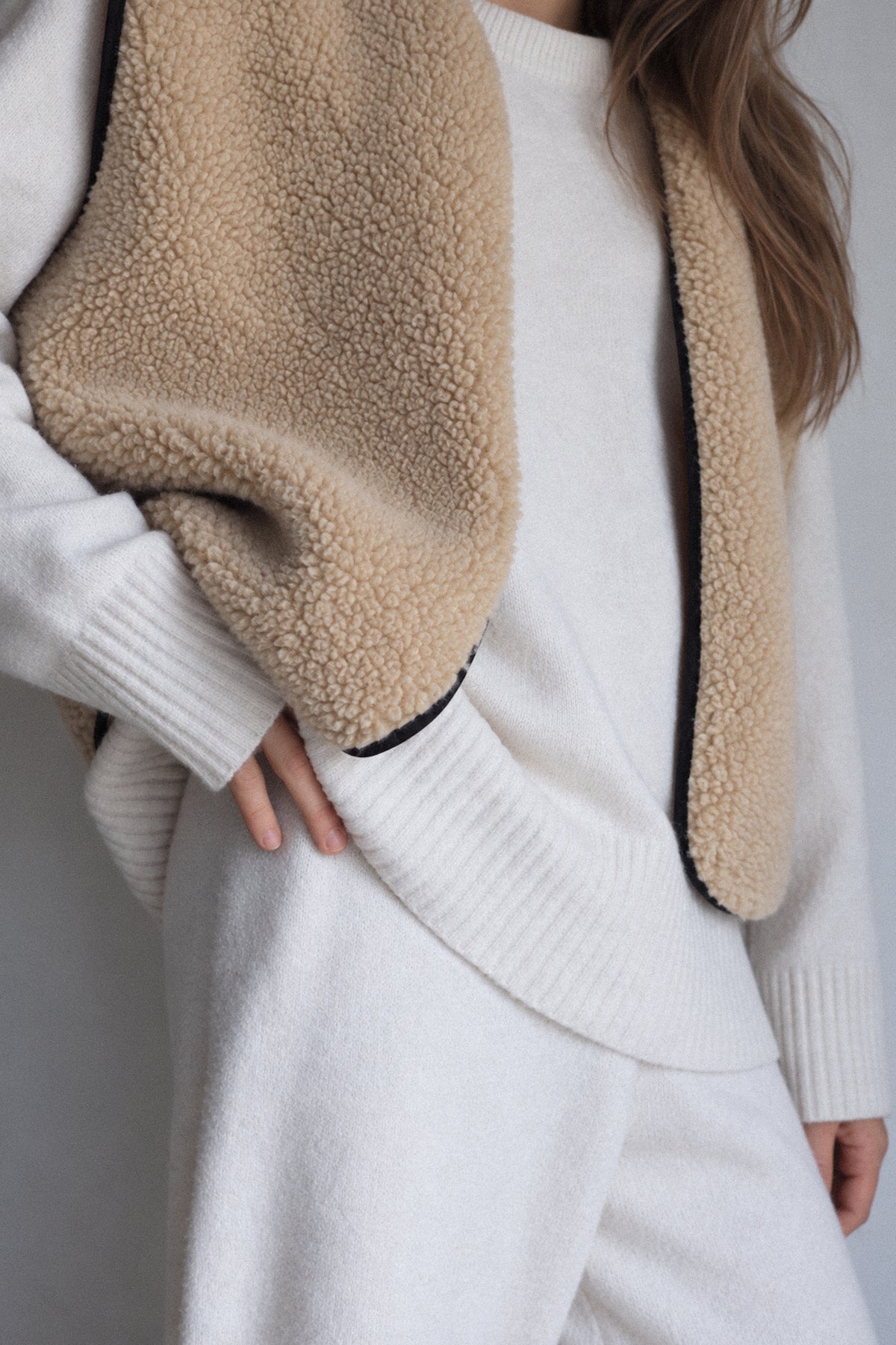 RAW Merino Wollweste Beige