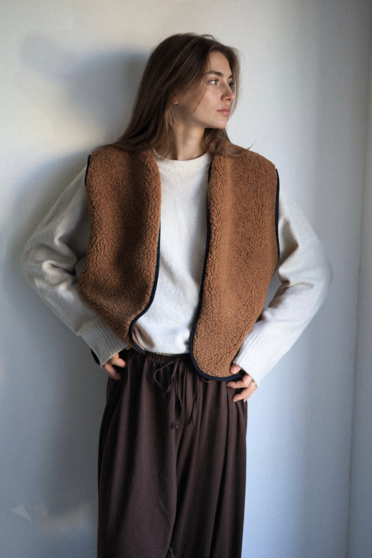 RAW Merino Wollweste Braun