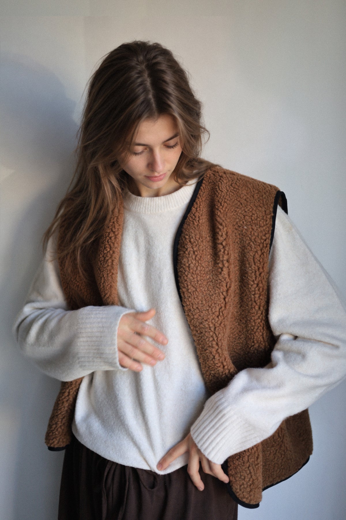 RAW Merino Wollweste Braun