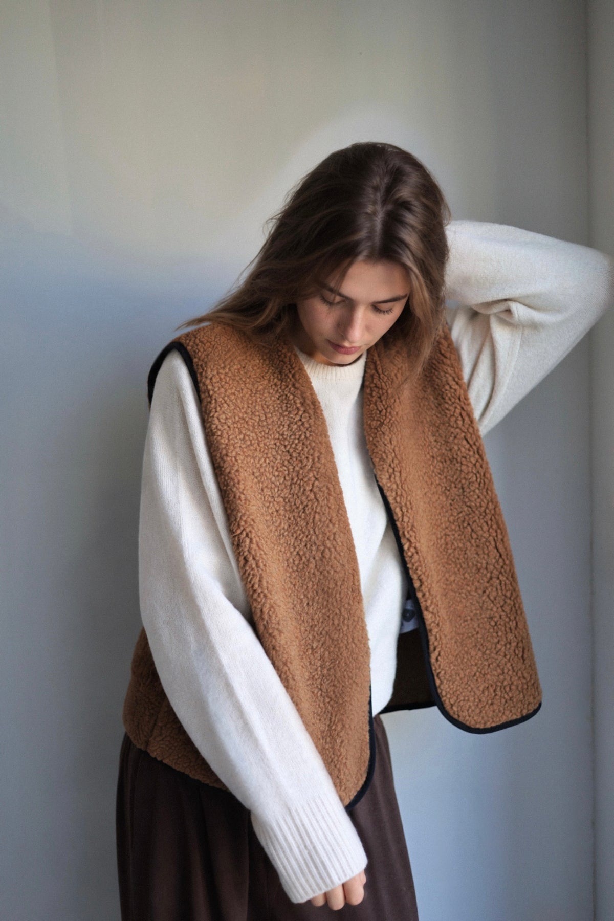 RAW Merino Wollweste Braun