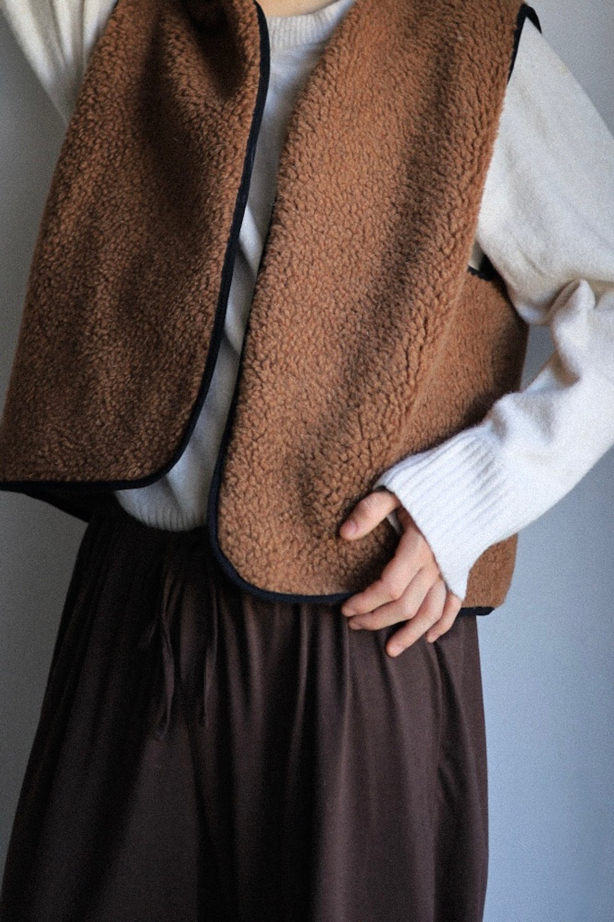 RAW Merino Wollweste Braun