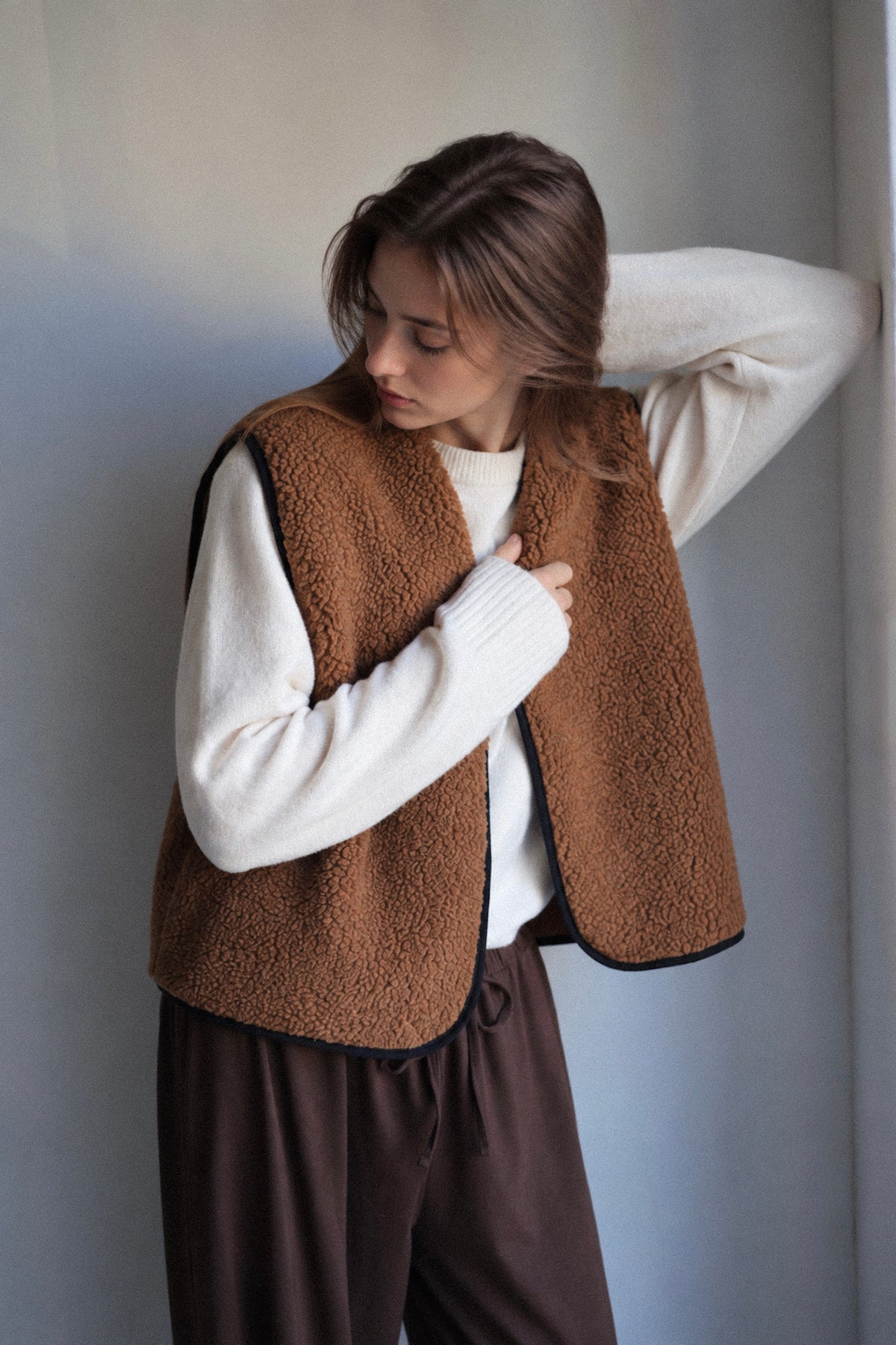 RAW Merino Wollweste Braun