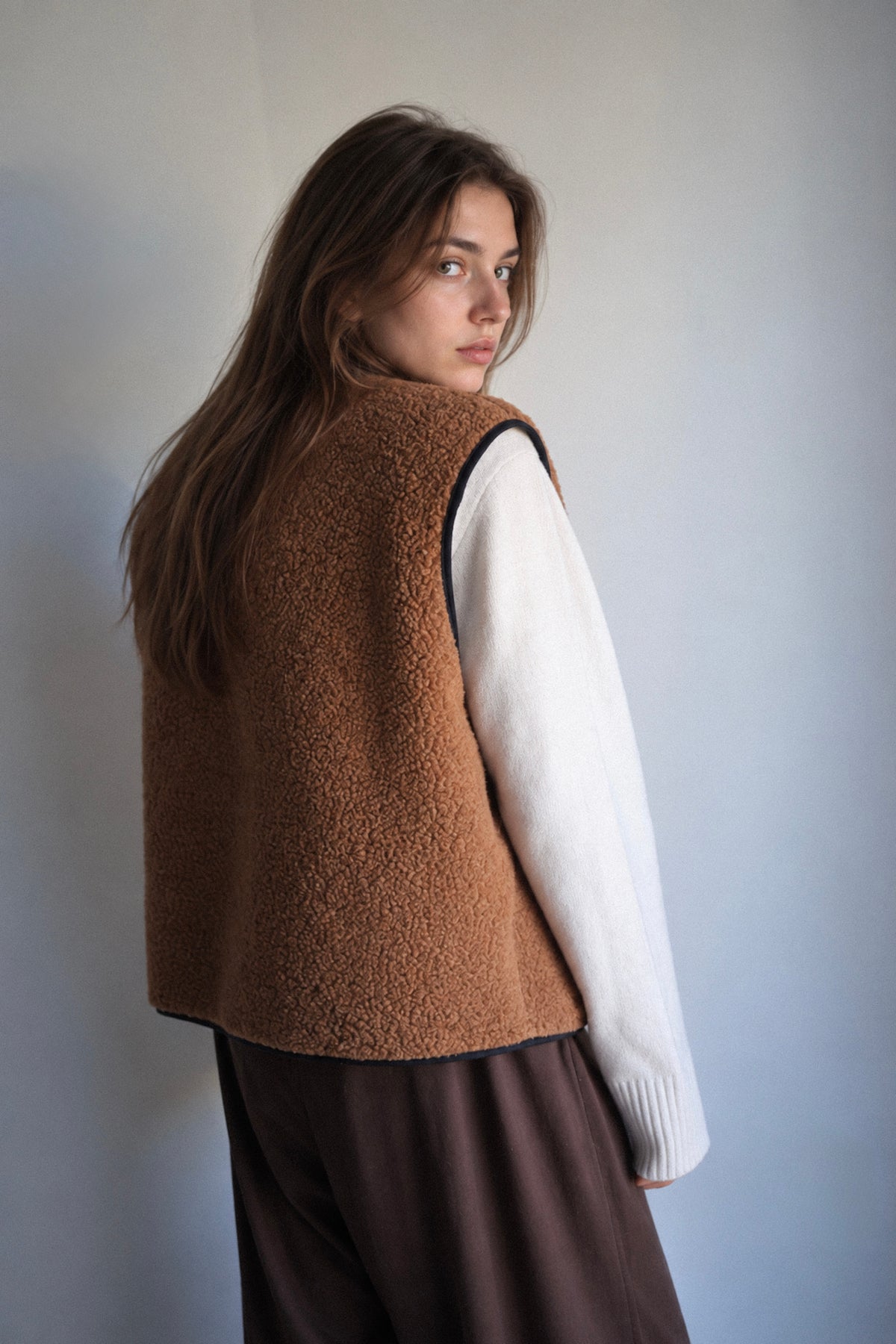 RAW Merino Wollweste Braun