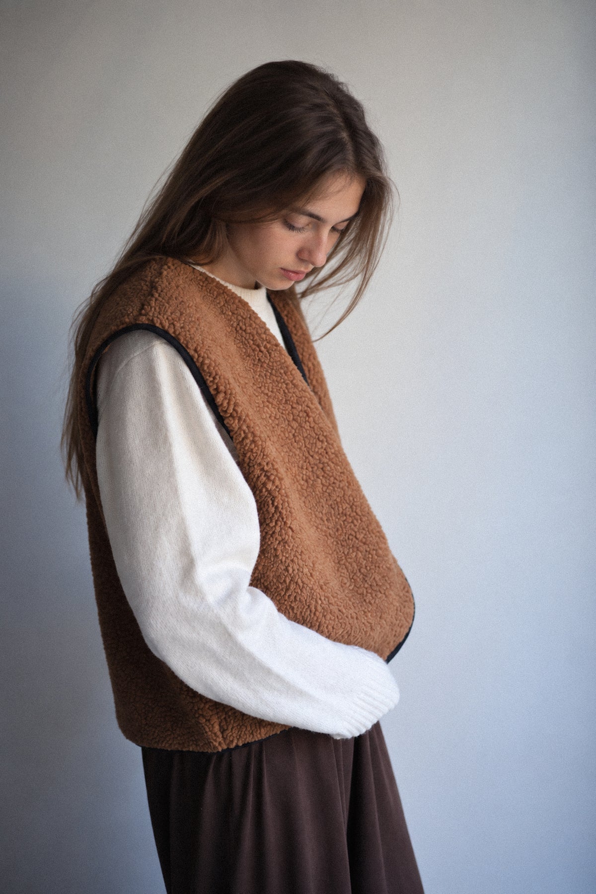 RAW Merino Wollweste Braun
