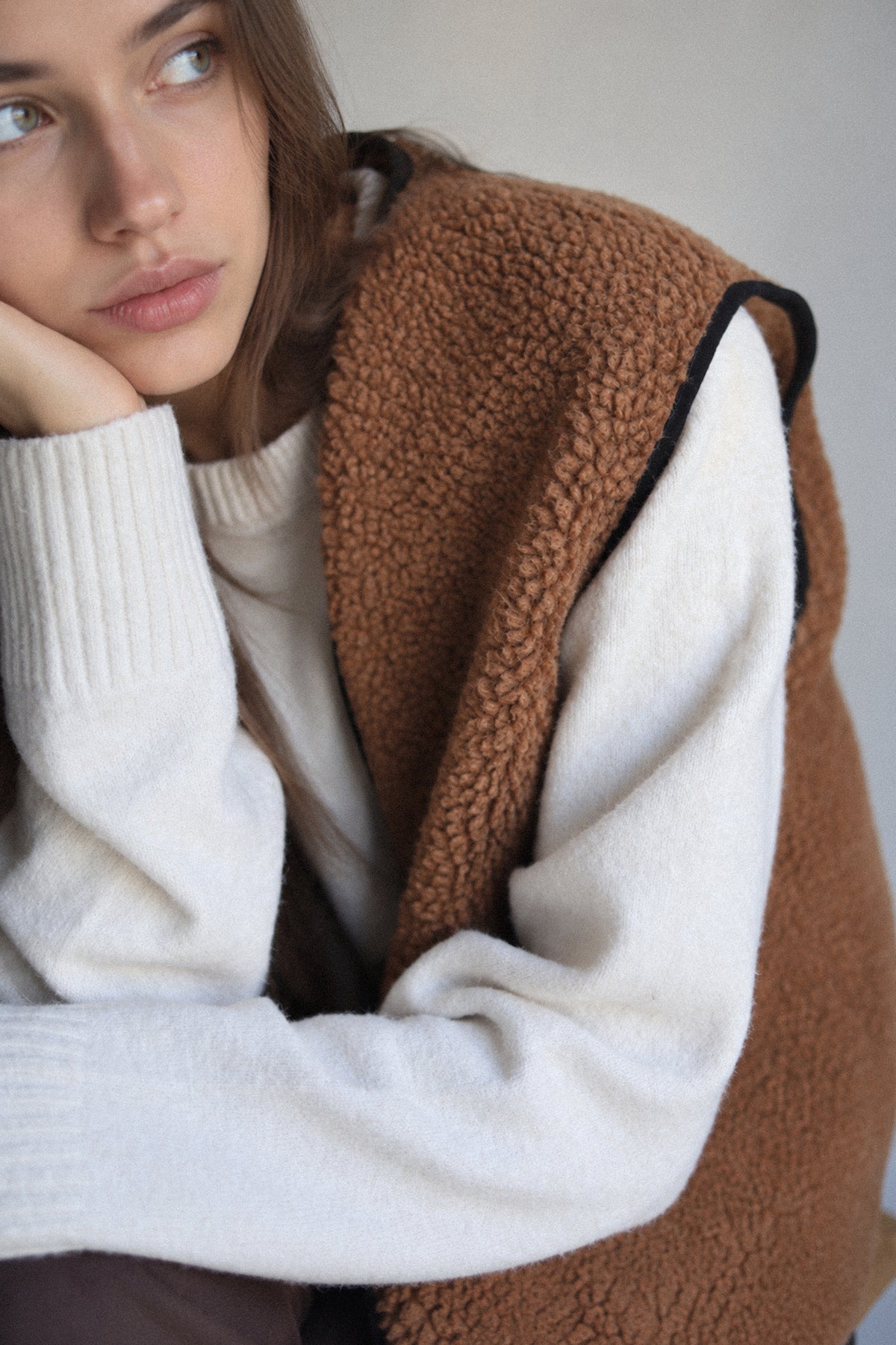 RAW Merino Wollweste Braun