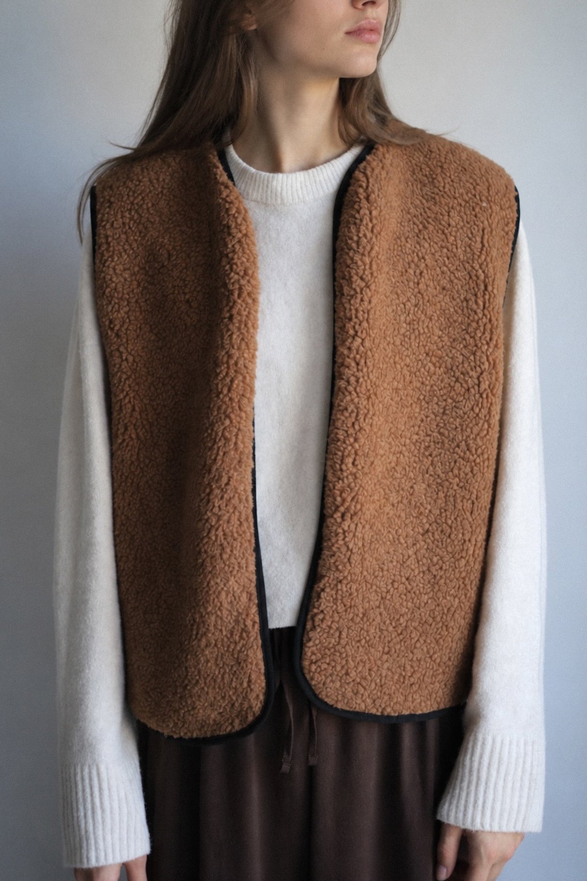 RAW Merino Wollweste Braun