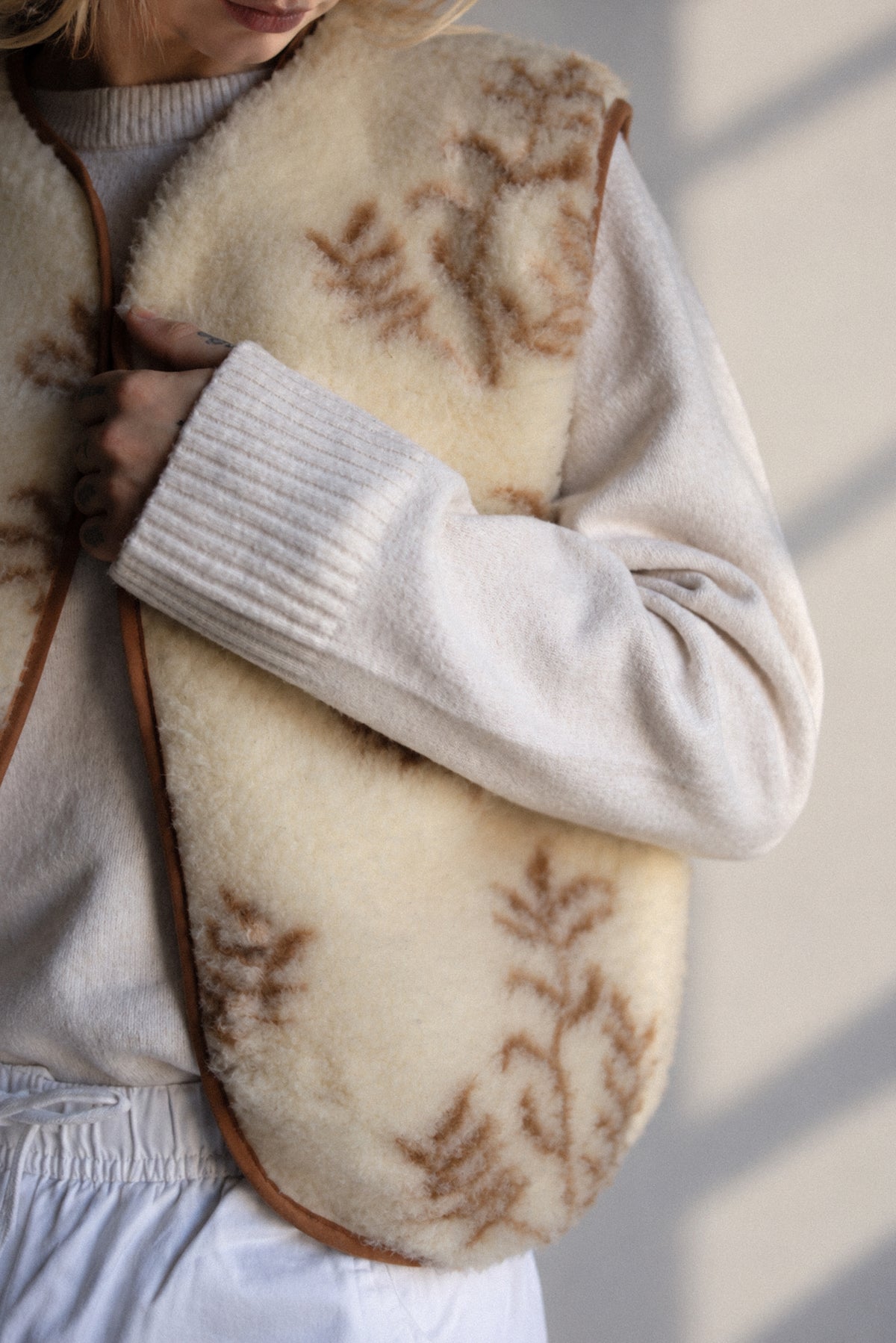 RAW Merino Wollweste Cream