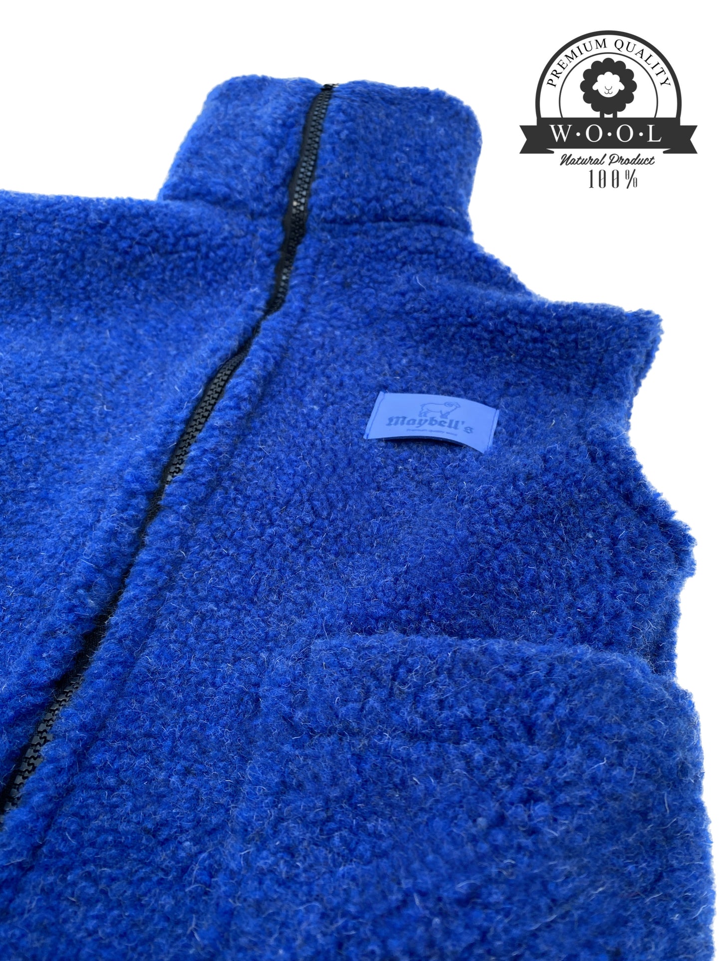 Kinder Wollweste aus 100 % Schurwolle – Blau – Größe 98/104 | Maybell's Outlet
