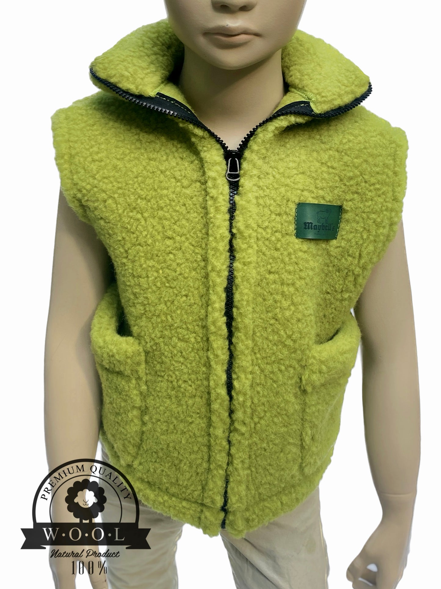 Kinder Wollweste aus 100 % Schurwolle – Einzelstück | 98/104 (S) | Maybell's Outlet