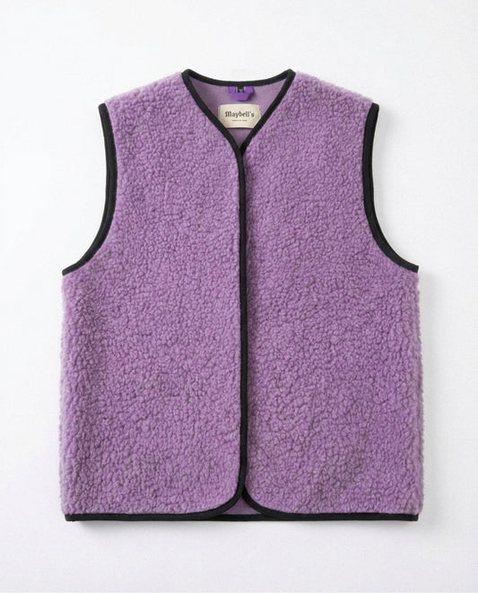 RAW Vest Purple — Fioletowa Kamizelka Teddy z Wełny Merino